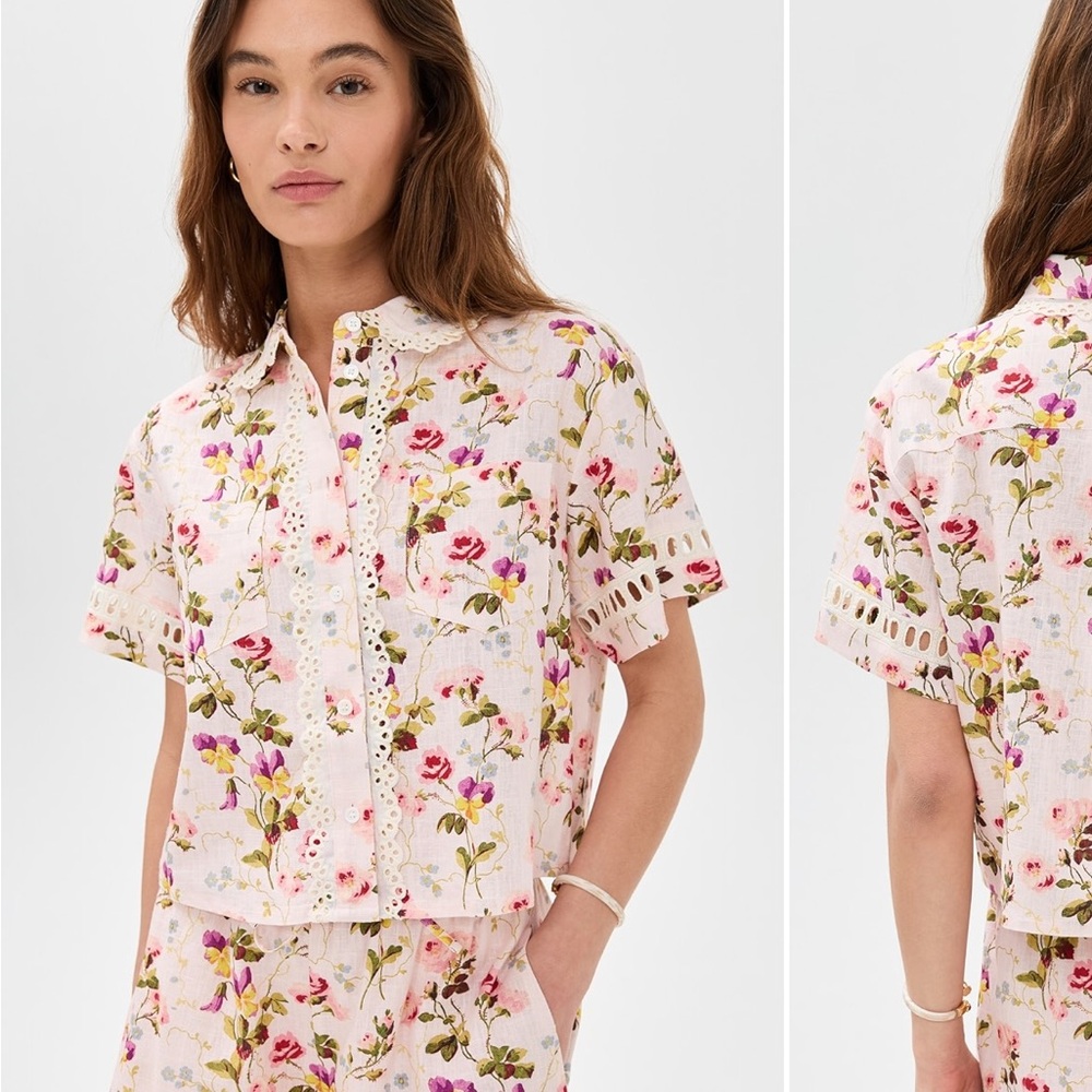 Hill House Home Annette Top and Audrey Shorts Floral Pink Matching Set